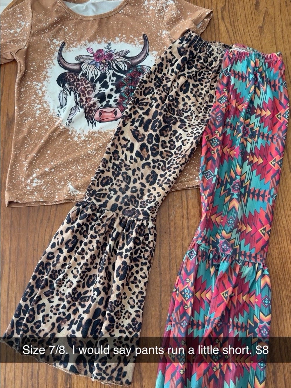 Leopard Print Bell Bottom Pants - Tan & Black